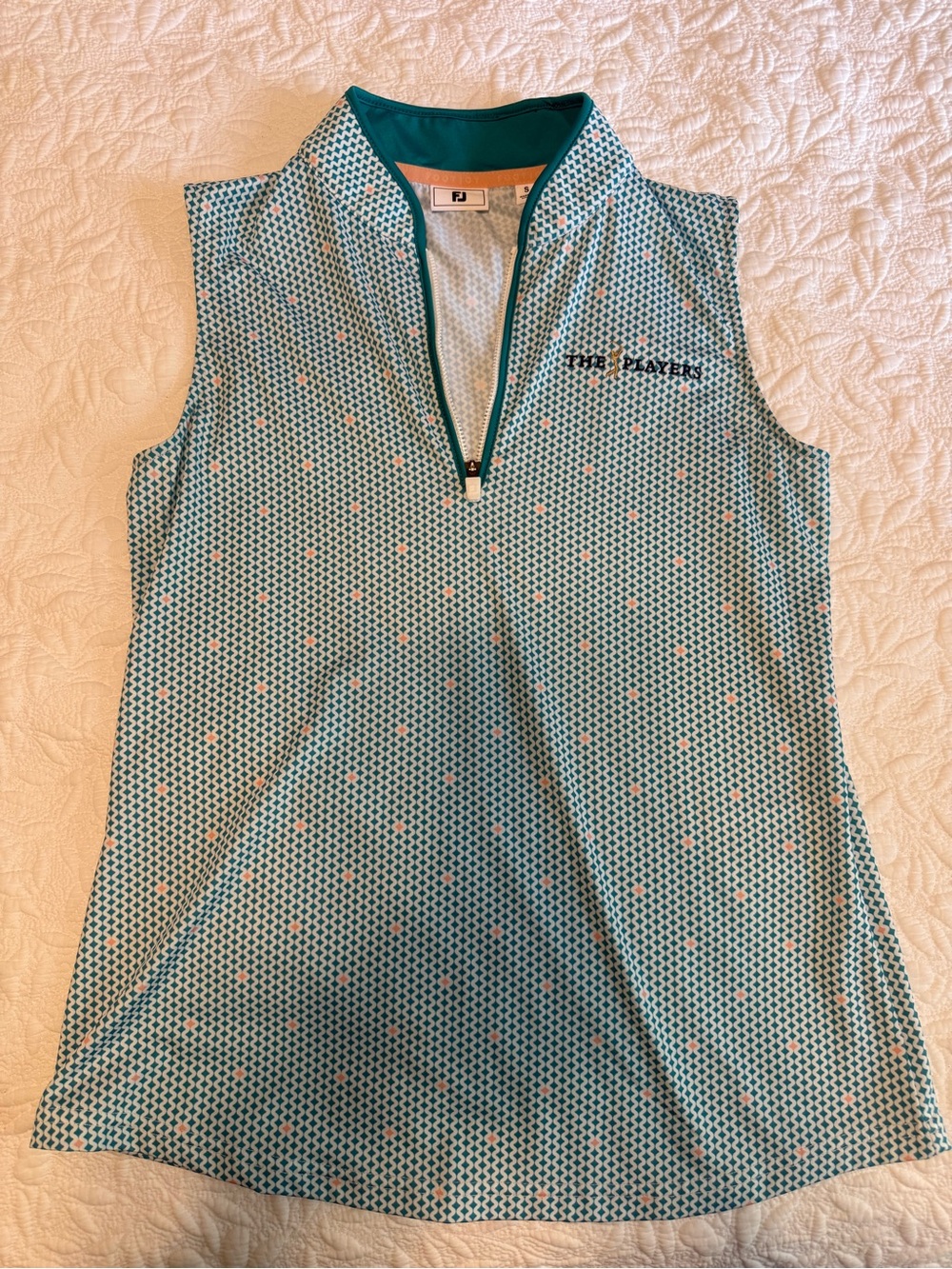 FootJoy The Players Teal Patterned Sleeveless Golf Tank